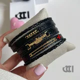 دستبند چرم طلا مردانه